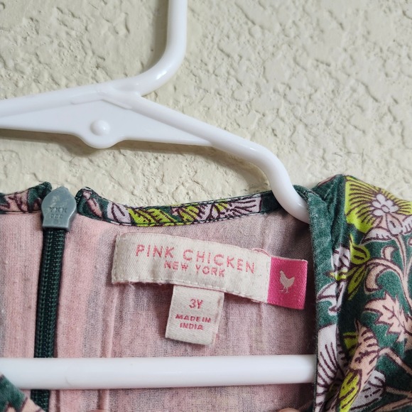 Pink Chicken 3 Year Hermione Hunter Green Floral Bow Dress Toddler Girls 3T - Picture 12 of 15